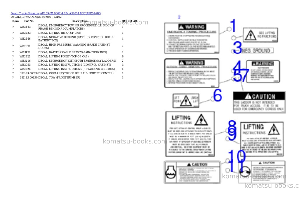 Komatsu afe59-gz 930e-4 s/n a32051 bgc Parts catalog cover Page 3 Komatsu afe59-gz 930e-4 s/n a32051 bgc Parts catalog cover Page 3