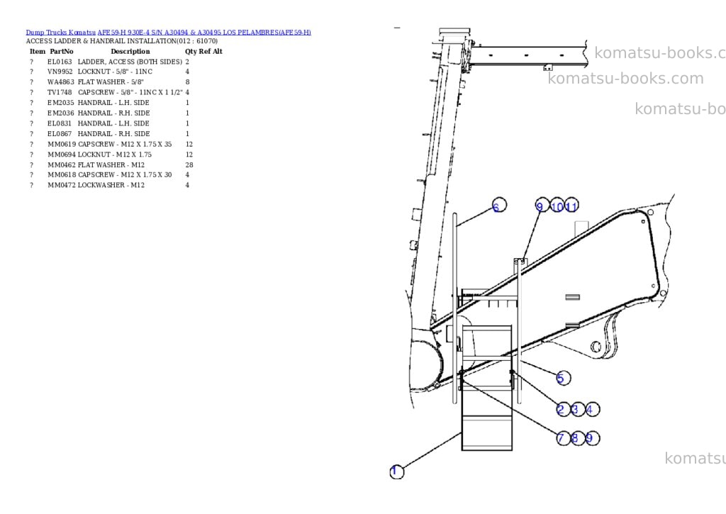 Komatsu afe59-h 930e-4 s/n a30494 & a30495 los pelambres Parts catalog cover Page 6 Komatsu afe59-h 930e-4 s/n a30494 & a30495 los pelambres Parts catalog cover Page 6