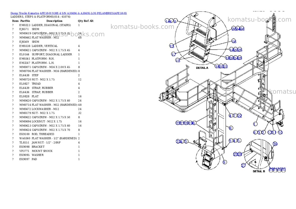 Komatsu afe59-h 930e-4 s/n a30494 & a30495 los pelambres Parts catalog cover Page 7 Komatsu afe59-h 930e-4 s/n a30494 & a30495 los pelambres Parts catalog cover Page 7