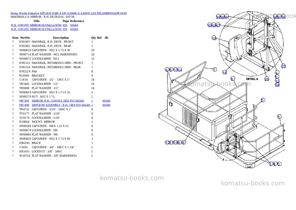 Komatsu afe59-h 930e-4 s/n a30494 & a30495 los pelambres Parts catalog cover Page 9 Komatsu afe59-h 930e-4 s/n a30494 & a30495 los pelambres Parts catalog cover Page 9