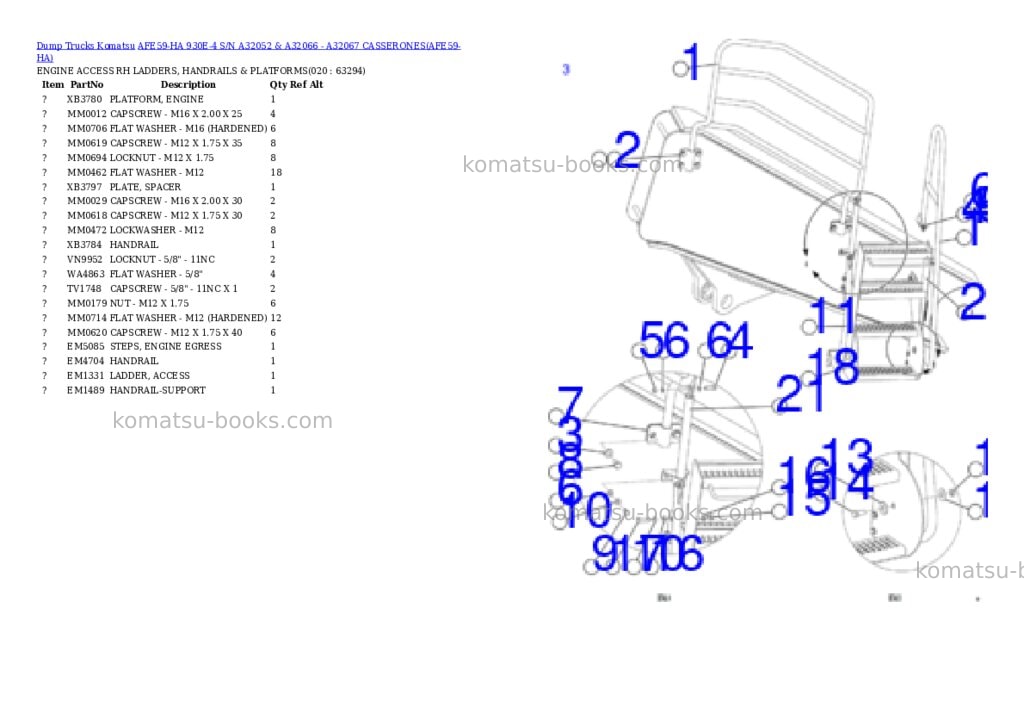 Komatsu afe59-ha 930e-4 s/n a32052 & a32066 - a32067 casserones Parts catalog cover Page 10