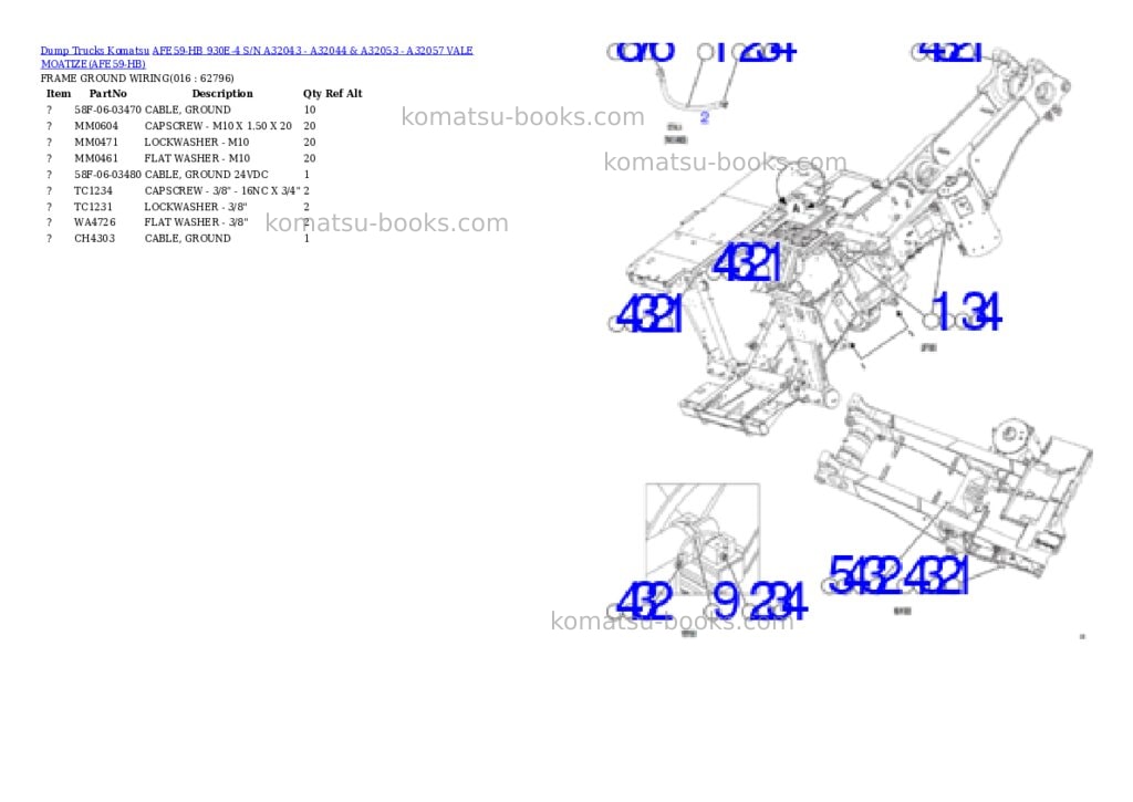 Komatsu afe59-hb 930e-4 s/n a32043 - a32044 & a32053 - a32057 vale moatize Parts catalog cover Page 8