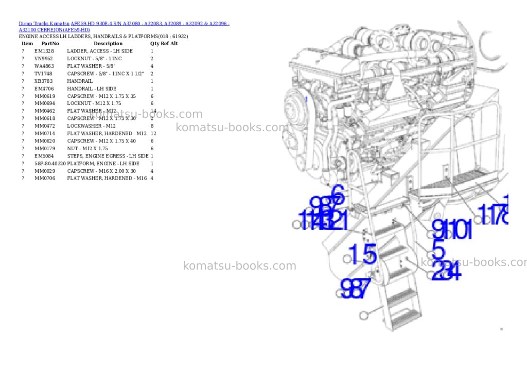 Komatsu afe59-hd 930e-4 s/n a32080 - a32083, a32089 - a32092 & a32096 - a32100 cerrejon Parts catalog cover Page 9 Komatsu afe59-hd 930e-4 s/n a32080 - a32083, a32089 - a32092 & a32096 - a32100 cerrejon Parts catalog cover Page 9