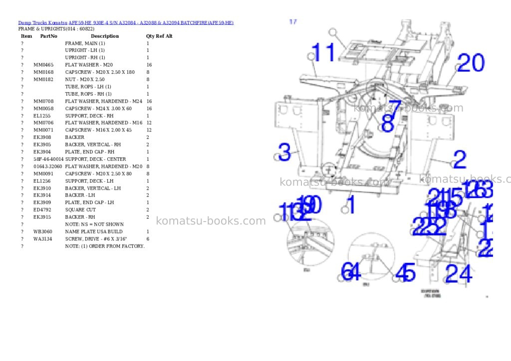 Komatsu afe59-he 930e-4 s/n a32084 - a32088 & a32094 batchfire Parts catalog cover Page 7