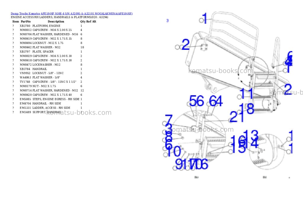 Komatsu afe59-hf 930e-4 s/n a32095 & a32101 mogalakwena Parts catalog cover Page 10