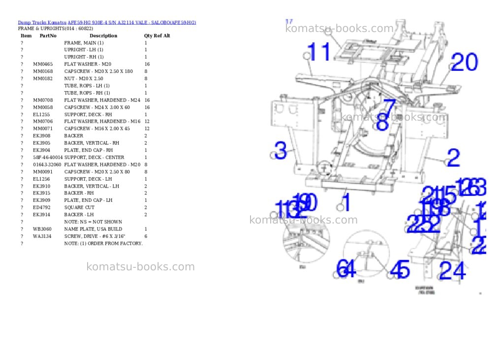 Komatsu AFE59-HG 930E-4 S/N A32114 VALE - SALOBO Parts catalog cover Page 7