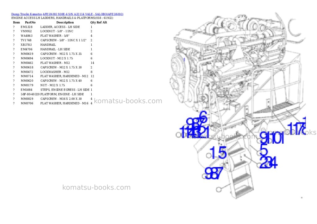 Komatsu AFE59-HG 930E-4 S/N A32114 VALE - SALOBO Parts catalog cover Page 9