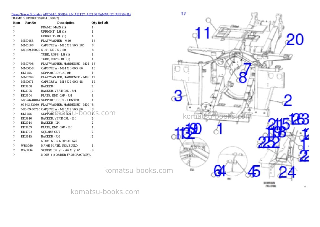 Komatsu AFE59-HL 930E-4 S/N A32127, A32130 NAMMULDI Parts catalog cover Page 7