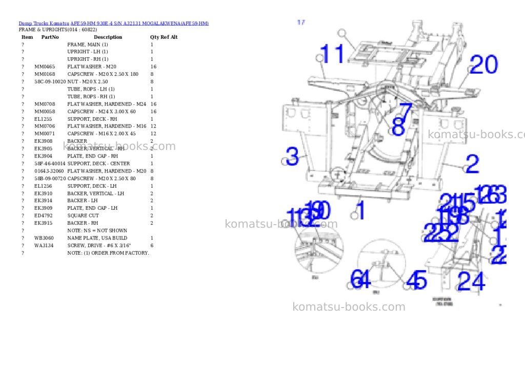 Komatsu AFE59-HM 930E-4 S/N A32131 MOGALAKWENA Parts catalog cover Page 7