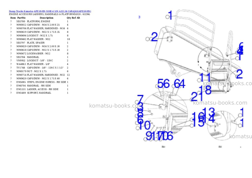 Komatsu AFE59-HN 930E-4 S/N A32134 CARAJAS Parts catalog cover Page 10