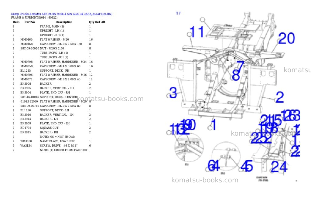 Komatsu AFE59-HN 930E-4 S/N A32134 CARAJAS Parts catalog cover Page 7