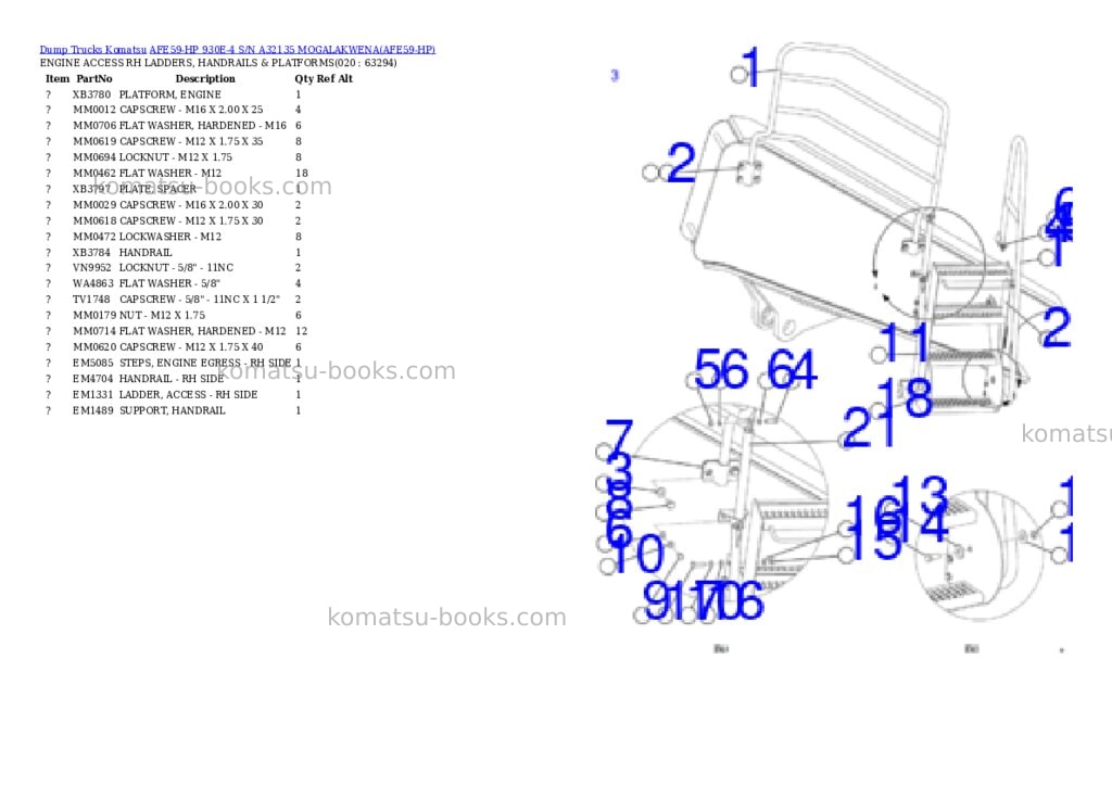 Komatsu AFE59-HP 930E-4 S/N A32135 MOGALAKWENA Parts catalog cover Page 10 Komatsu AFE59-HP 930E-4 S/N A32135 MOGALAKWENA Parts catalog cover Page 10