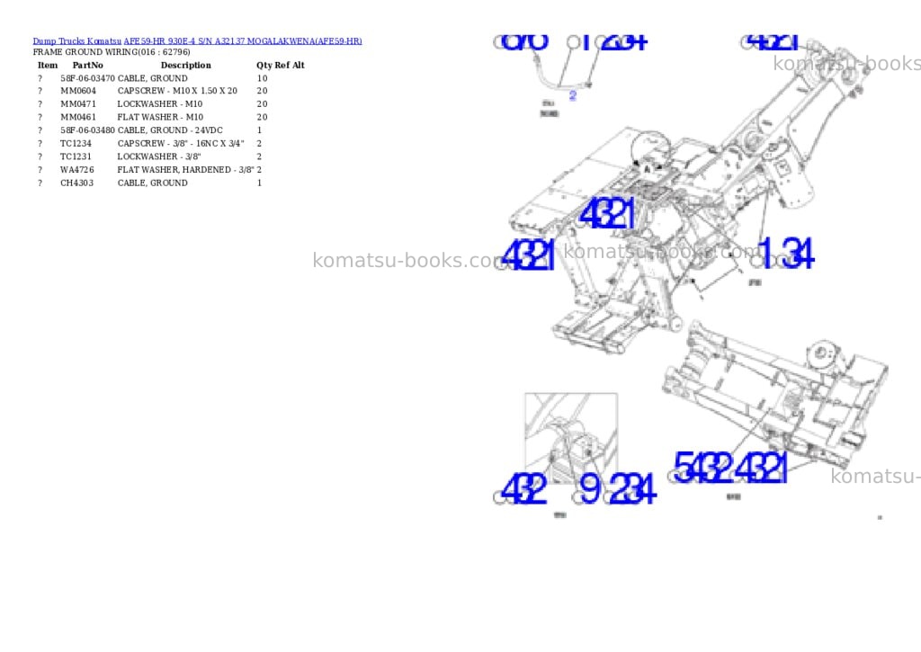 Komatsu AFE59-HR 930E-4 S/N A32137 MOGALAKWENA Parts catalog cover Page 8