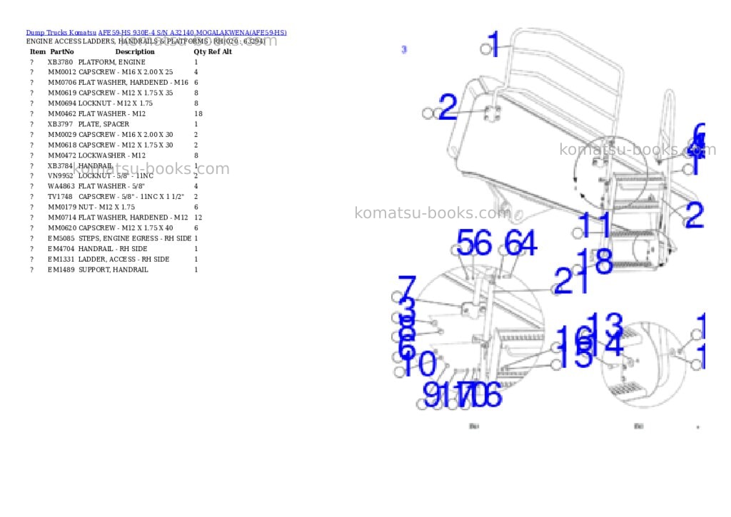 Komatsu AFE59-HS 930E-4 S/N A32140 MOGALAKWENA Parts catalog cover Page 10