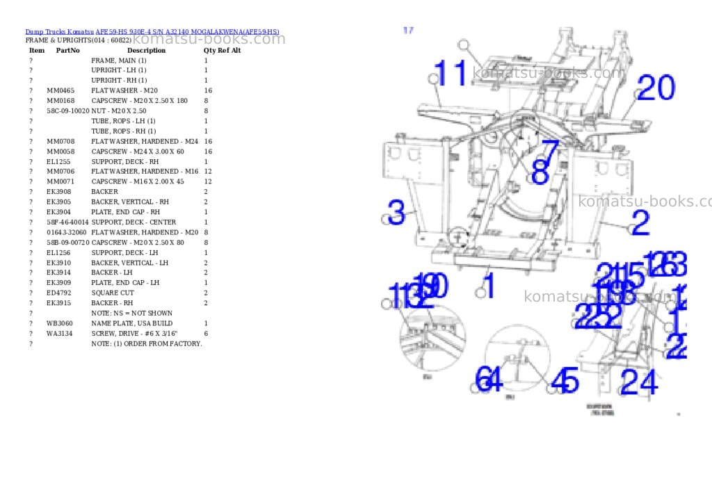 Komatsu AFE59-HS 930E-4 S/N A32140 MOGALAKWENA Parts catalog cover Page 7