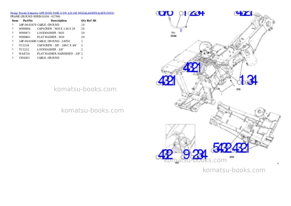 Komatsu AFE59-HS 930E-4 S/N A32140 MOGALAKWENA Parts catalog cover Page 8