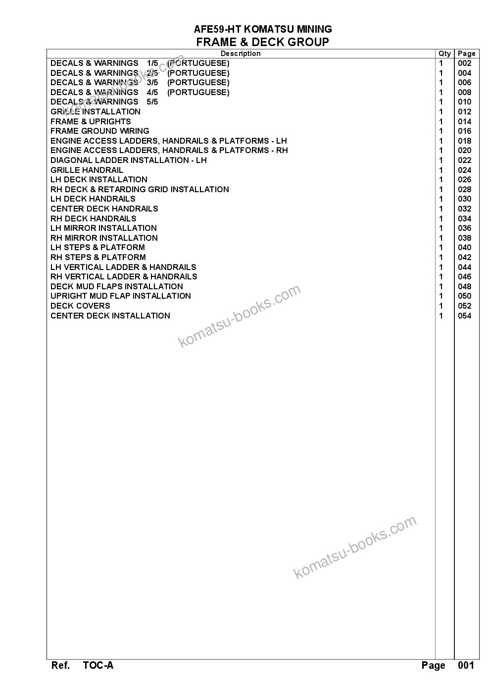 Komatsu AFE59-HT 930E-4 S/N A32141 - A32143, A32147 - A32149, A32154 - A32155 CARAJAS Parts catalog cover Page 3