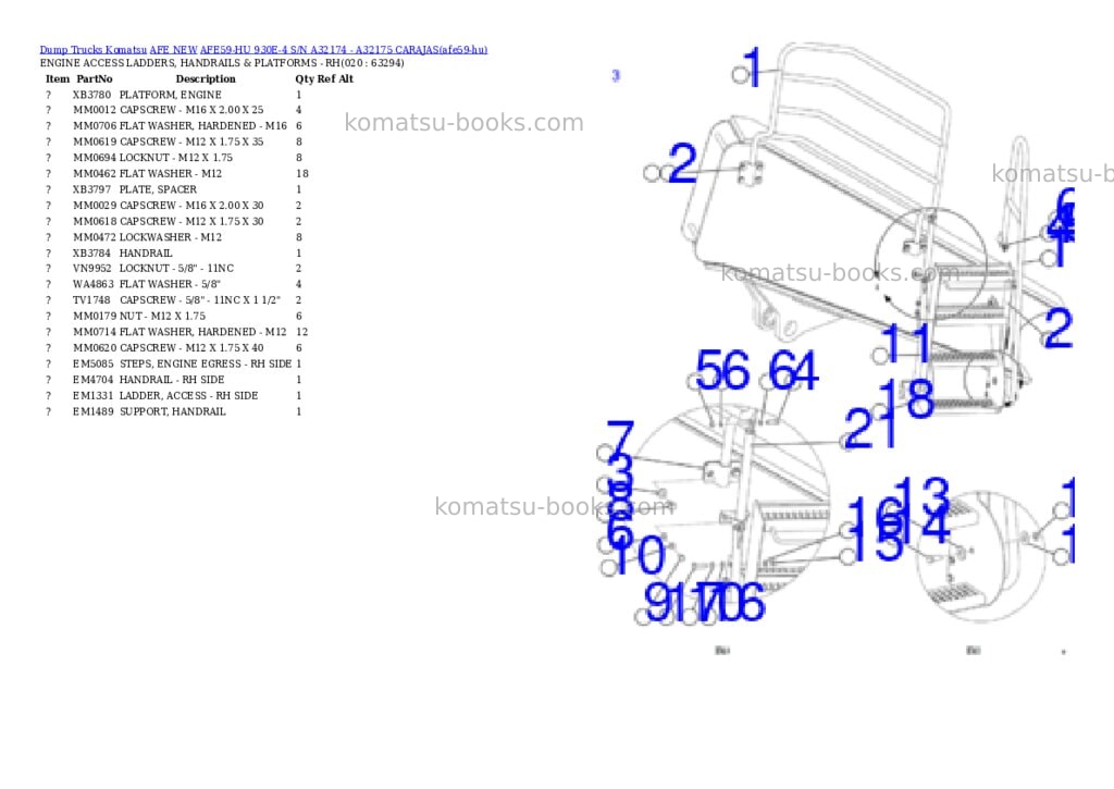 Komatsu AFE59-HU 930E-4 S/N A32174 - A32175 CARAJAS Parts catalog cover Page 10 Komatsu AFE59-HU 930E-4 S/N A32174 - A32175 CARAJAS Parts catalog cover Page 10