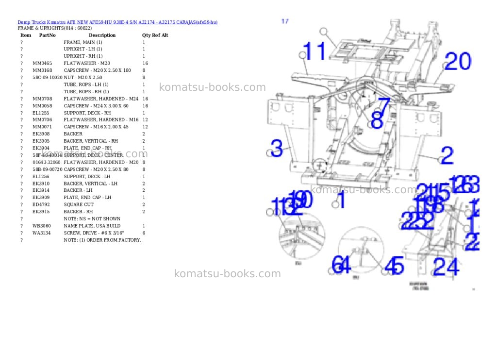 Komatsu AFE59-HU 930E-4 S/N A32174 - A32175 CARAJAS Parts catalog cover Page 7 Komatsu AFE59-HU 930E-4 S/N A32174 - A32175 CARAJAS Parts catalog cover Page 7