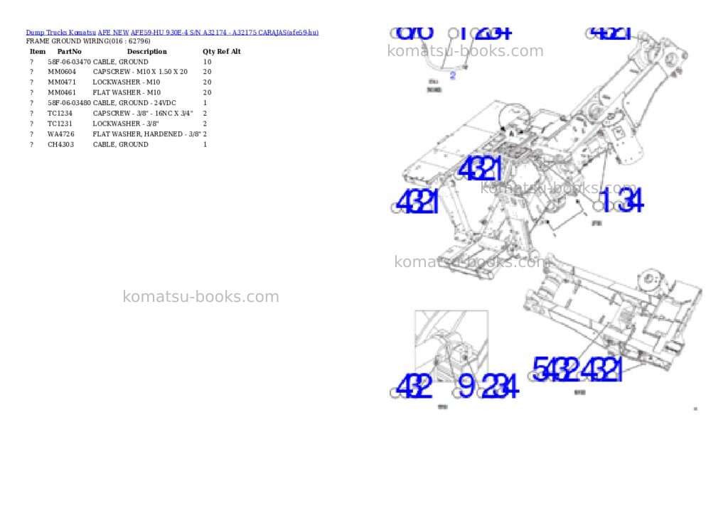 Komatsu AFE59-HU 930E-4 S/N A32174 - A32175 CARAJAS Parts catalog cover Page 8 Komatsu AFE59-HU 930E-4 S/N A32174 - A32175 CARAJAS Parts catalog cover Page 8