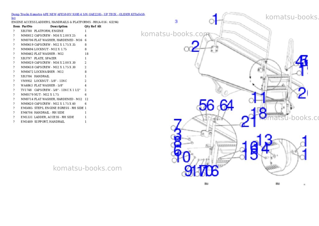 Komatsu AFE59-HV 930E-4 S/N GAE2285 - UP TECK - GLIDER KIT Parts catalog cover Page 8