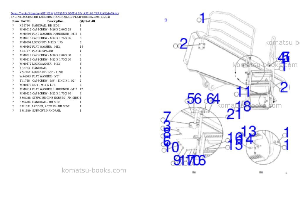 Komatsu AFE59-HX 930E-4 S/N A32105 CARAJAS Parts catalog cover Page 10 Komatsu AFE59-HX 930E-4 S/N A32105 CARAJAS Parts catalog cover Page 10