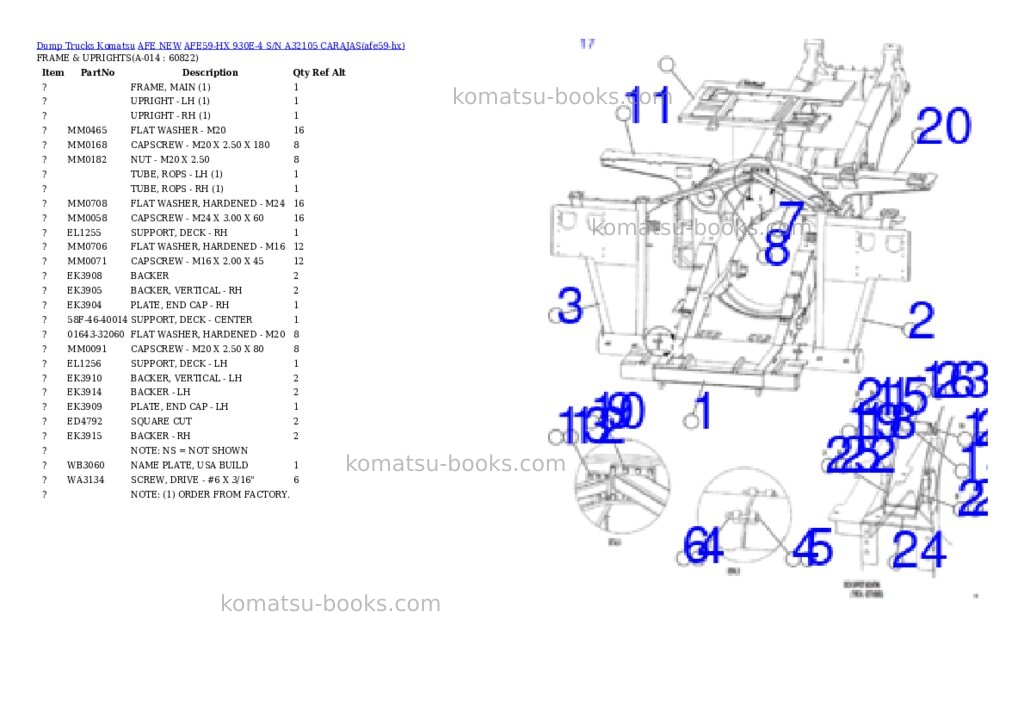 Komatsu AFE59-HX 930E-4 S/N A32105 CARAJAS Parts catalog cover Page 7 Komatsu AFE59-HX 930E-4 S/N A32105 CARAJAS Parts catalog cover Page 7