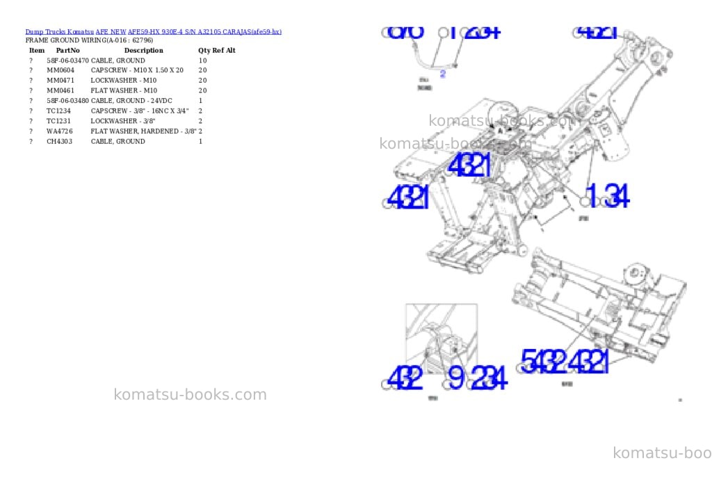 Komatsu AFE59-HX 930E-4 S/N A32105 CARAJAS Parts catalog cover Page 8 Komatsu AFE59-HX 930E-4 S/N A32105 CARAJAS Parts catalog cover Page 8