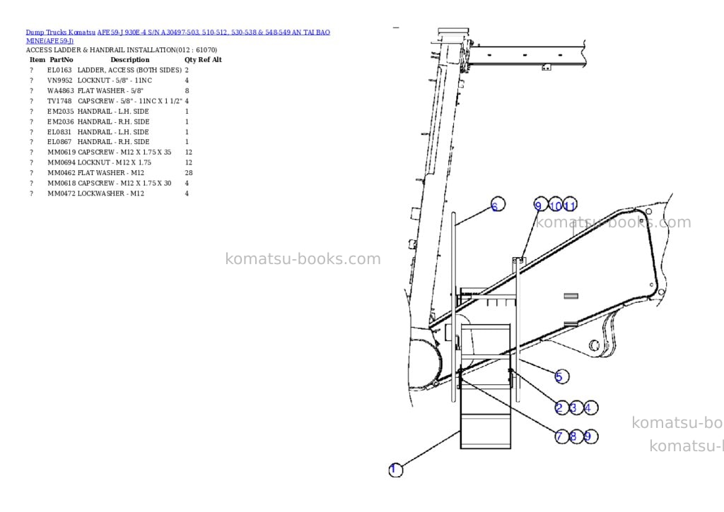 Komatsu afe59-j 930e-4 s/n a30497-503, 510-512, 530-538 & 548-549 an tai bao mine Parts catalog cover Page 6