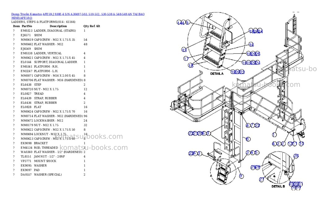 Komatsu afe59-j 930e-4 s/n a30497-503, 510-512, 530-538 & 548-549 an tai bao mine Parts catalog cover Page 7