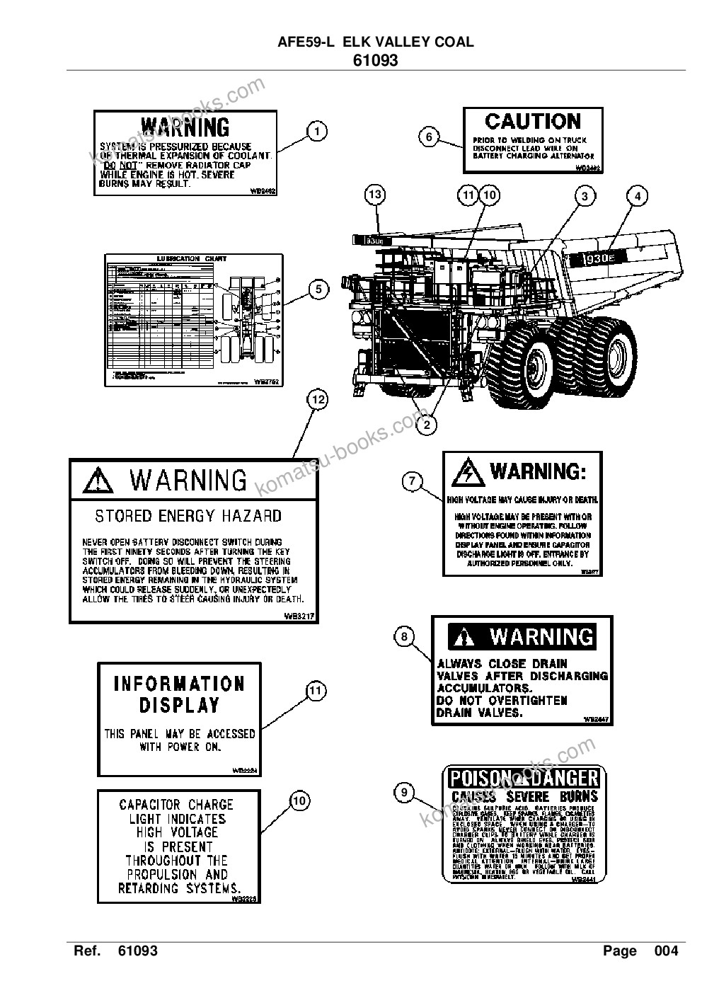 Komatsu afe59-l 930e-4 s/n a30508, a30513 & a30514 elk valley coal Parts catalog cover Page 6 Komatsu afe59-l 930e-4 s/n a30508, a30513 & a30514 elk valley coal Parts catalog cover Page 6