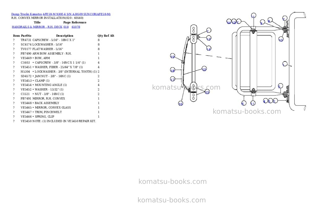 Komatsu afe59-m 930e-4 s/n a30509 suncor Parts catalog cover Page 10 Komatsu afe59-m 930e-4 s/n a30509 suncor Parts catalog cover Page 10