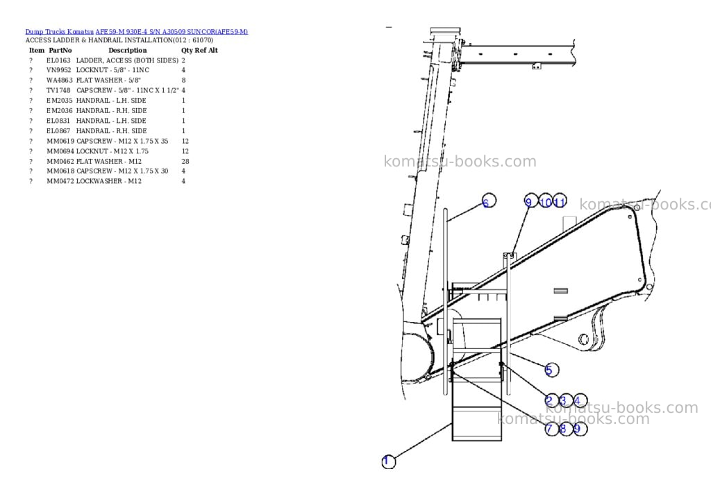 Komatsu afe59-m 930e-4 s/n a30509 suncor Parts catalog cover Page 6 Komatsu afe59-m 930e-4 s/n a30509 suncor Parts catalog cover Page 6