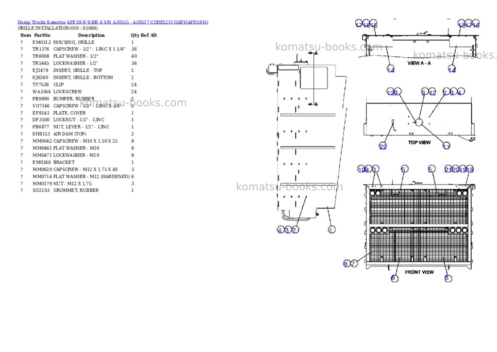 Komatsu afe59-n 930e-4 s/n a30515 - a30517 codelco gaby Parts catalog cover Page 4 Komatsu afe59-n 930e-4 s/n a30515 - a30517 codelco gaby Parts catalog cover Page 4