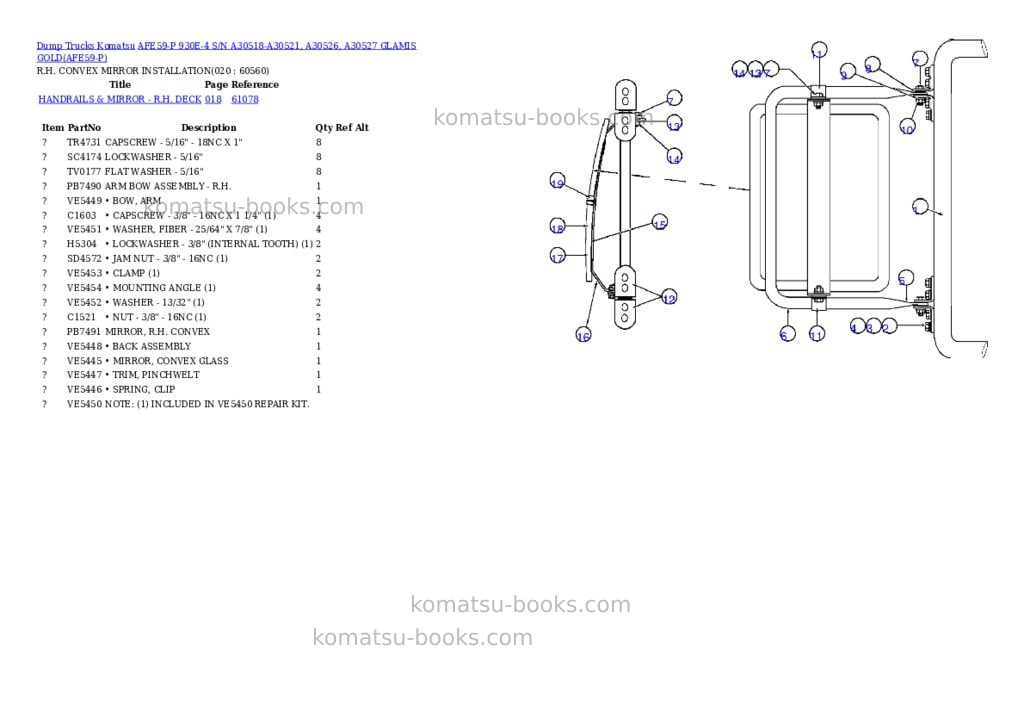 Komatsu afe59-p 930e-4 s/n a30518-a30521, a30526, a30527 glamis gold Parts catalog cover Page 10 Komatsu afe59-p 930e-4 s/n a30518-a30521, a30526, a30527 glamis gold Parts catalog cover Page 10