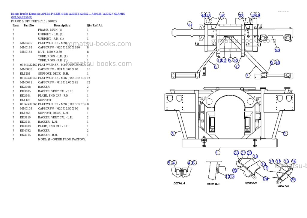 Komatsu afe59-p 930e-4 s/n a30518-a30521, a30526, a30527 glamis gold Parts catalog cover Page 5 Komatsu afe59-p 930e-4 s/n a30518-a30521, a30526, a30527 glamis gold Parts catalog cover Page 5