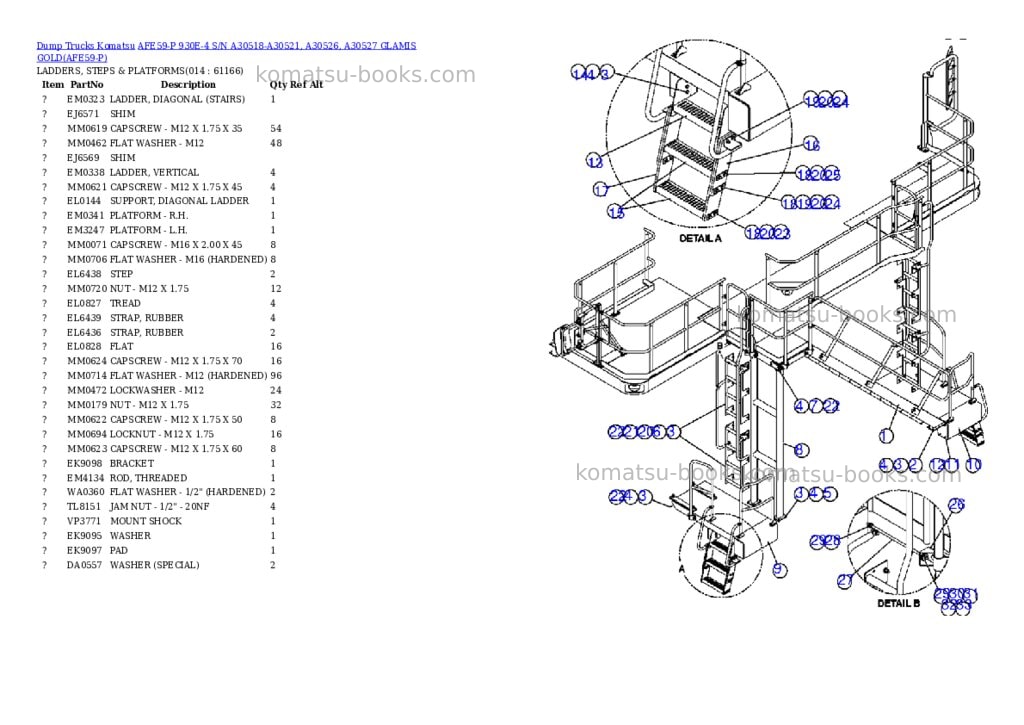 Komatsu afe59-p 930e-4 s/n a30518-a30521, a30526, a30527 glamis gold Parts catalog cover Page 7 Komatsu afe59-p 930e-4 s/n a30518-a30521, a30526, a30527 glamis gold Parts catalog cover Page 7