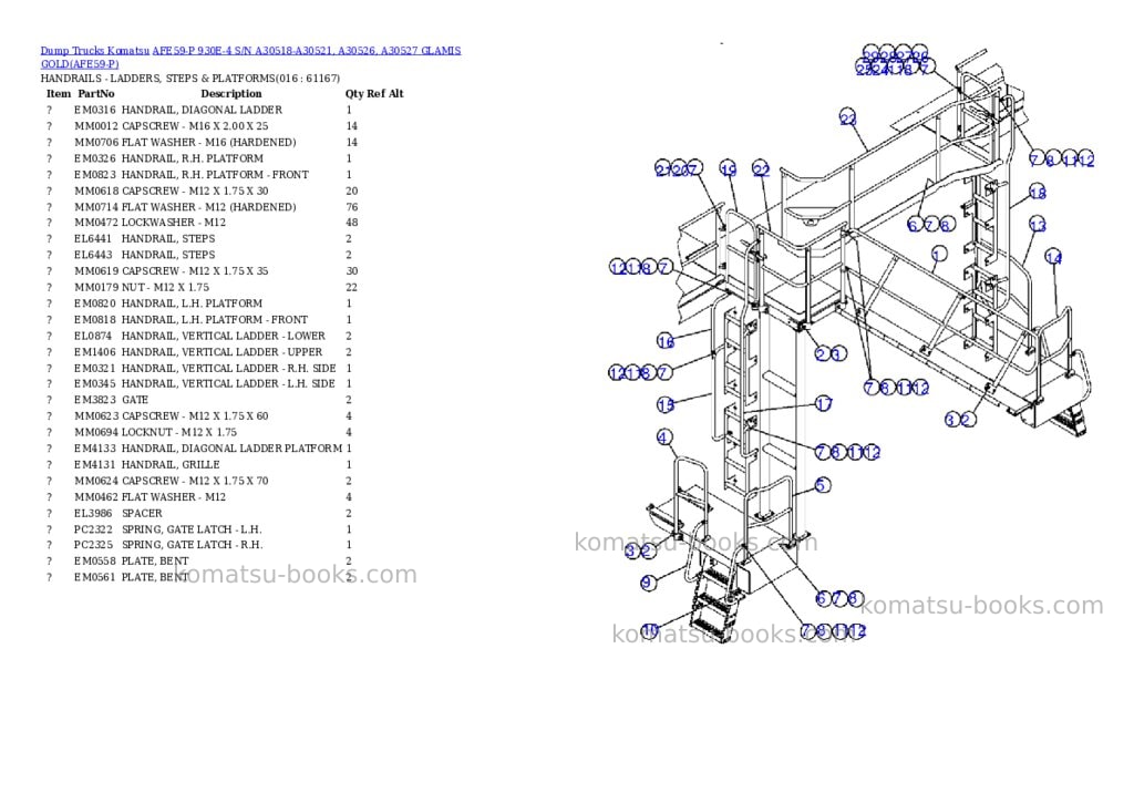 Komatsu afe59-p 930e-4 s/n a30518-a30521, a30526, a30527 glamis gold Parts catalog cover Page 8 Komatsu afe59-p 930e-4 s/n a30518-a30521, a30526, a30527 glamis gold Parts catalog cover Page 8
