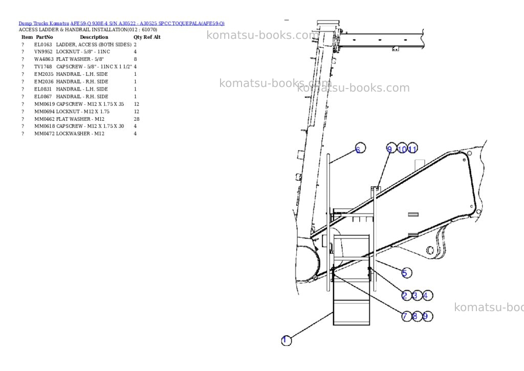 Komatsu afe59-q 930e-4 s/n a30522 - a30525 spcc toquepala Parts catalog cover Page 6 Komatsu afe59-q 930e-4 s/n a30522 - a30525 spcc toquepala Parts catalog cover Page 6