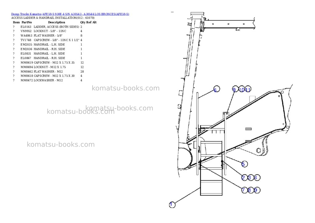 Komatsu afe59-s 930e-4 s/n a30543 - a30544 los bronces Parts catalog cover Page 6 Komatsu afe59-s 930e-4 s/n a30543 - a30544 los bronces Parts catalog cover Page 6