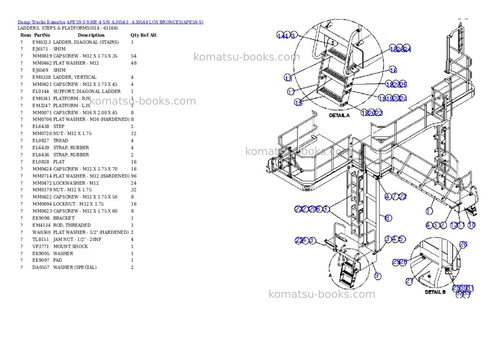 Komatsu afe59-s 930e-4 s/n a30543 - a30544 los bronces Parts catalog cover Page 7 Komatsu afe59-s 930e-4 s/n a30543 - a30544 los bronces Parts catalog cover Page 7