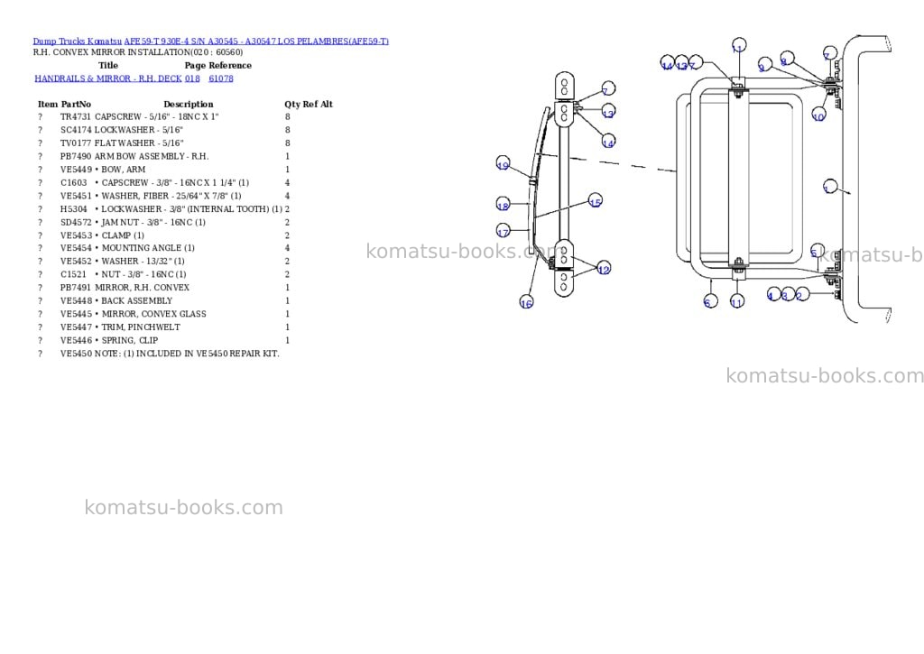 Komatsu afe59-t 930e-4 s/n a30545 - a30547 los pelambres Parts catalog cover Page 10 Komatsu afe59-t 930e-4 s/n a30545 - a30547 los pelambres Parts catalog cover Page 10