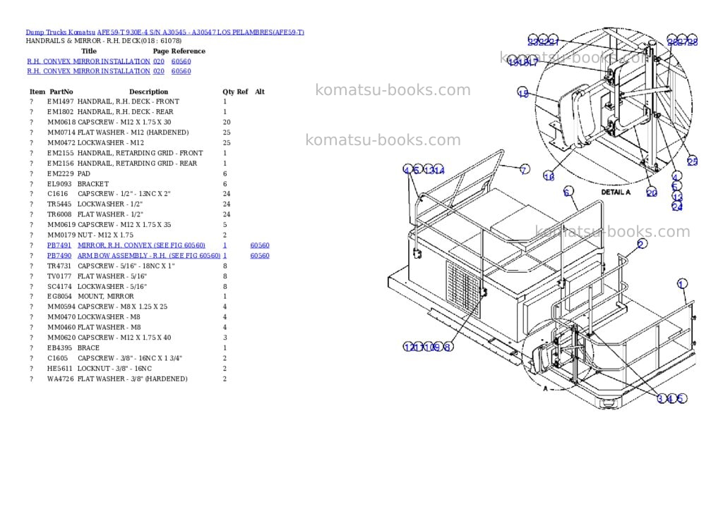 Komatsu afe59-t 930e-4 s/n a30545 - a30547 los pelambres Parts catalog cover Page 9 Komatsu afe59-t 930e-4 s/n a30545 - a30547 los pelambres Parts catalog cover Page 9
