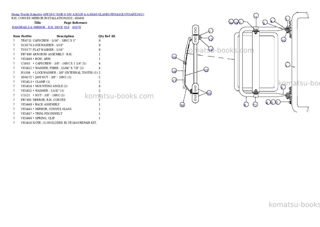 Komatsu afe59-u 930e-4 s/n a30539 & a30540 glamis penasquito Parts catalog cover Page 10 Komatsu afe59-u 930e-4 s/n a30539 & a30540 glamis penasquito Parts catalog cover Page 10