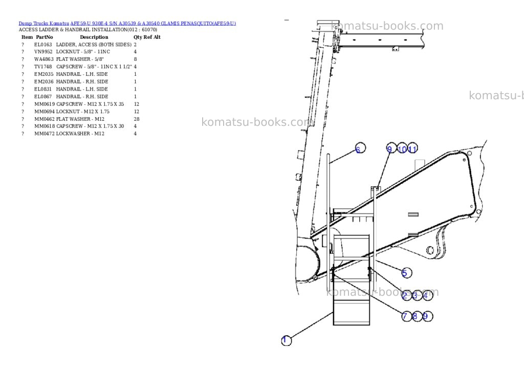 Komatsu afe59-u 930e-4 s/n a30539 & a30540 glamis penasquito Parts catalog cover Page 6 Komatsu afe59-u 930e-4 s/n a30539 & a30540 glamis penasquito Parts catalog cover Page 6