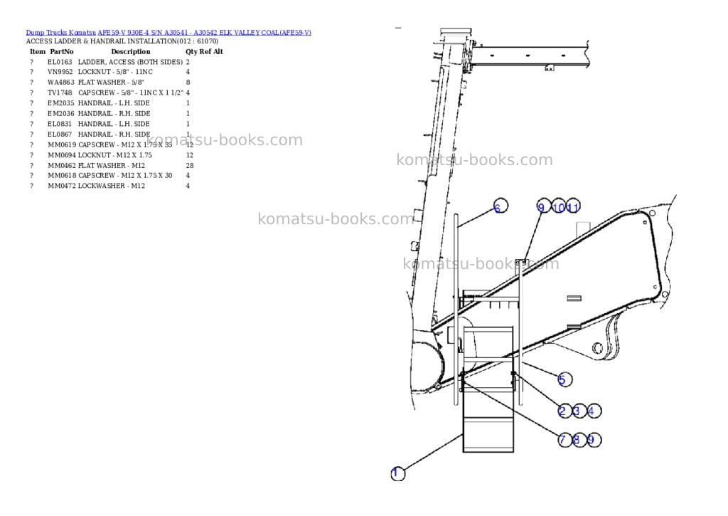 Komatsu afe59-v 930e-4 s/n a30541 - a30542 elk valley coal Parts catalog cover Page 6