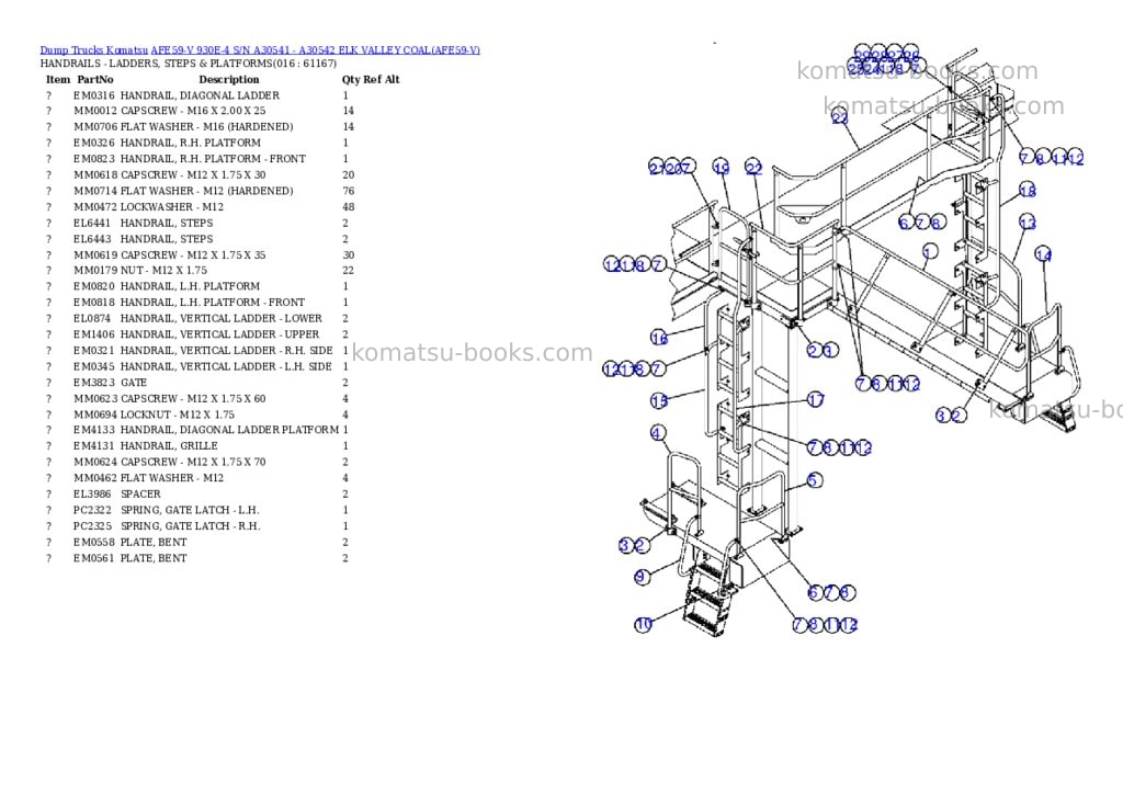 Komatsu afe59-v 930e-4 s/n a30541 - a30542 elk valley coal Parts catalog cover Page 8