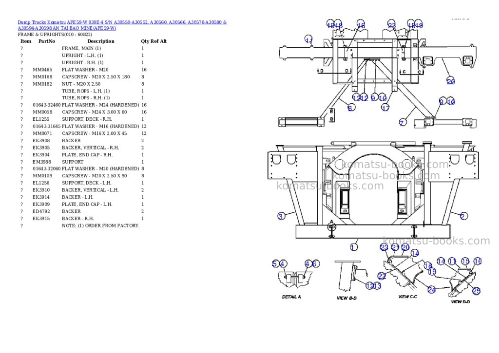 Komatsu afe59-w 930e-4 s/n a30550-a30552, a30560, a30566, a30578-a30580 & a30594-a30598 an tai bao mine Parts catalog cover Page 5