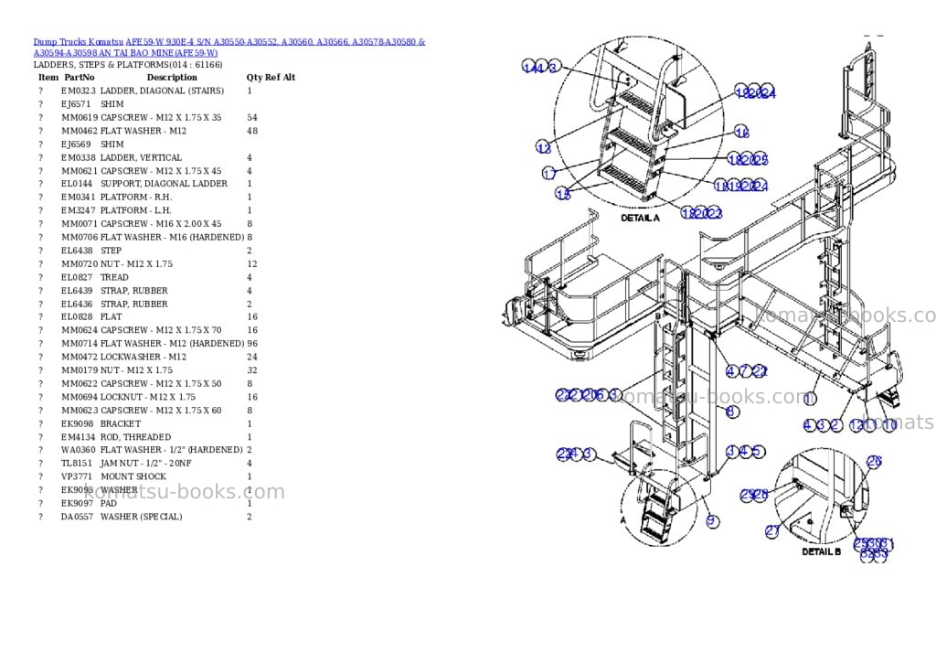 Komatsu afe59-w 930e-4 s/n a30550-a30552, a30560, a30566, a30578-a30580 & a30594-a30598 an tai bao mine Parts catalog cover Page 7