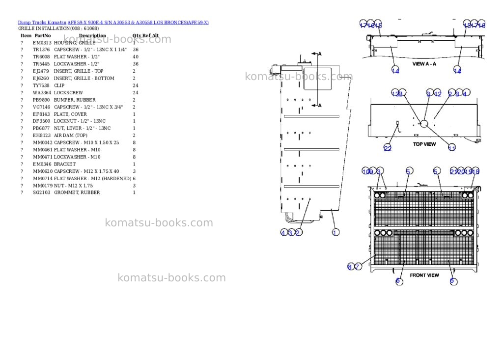 Komatsu afe59-x 930e-4 s/n a30553 & a30558 los bronces Parts catalog cover Page 4